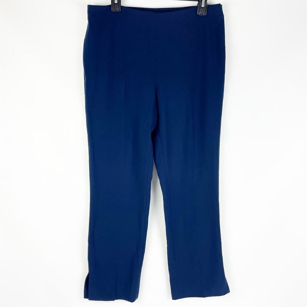 Halogen Womens Dress Pants 8 Blue Ankle Flare Side Slit Side Zip NWOT